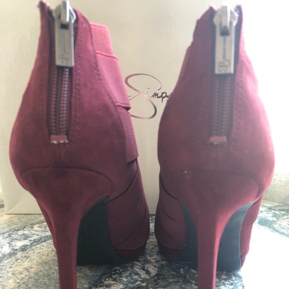 High Heel Bootie Maroon Bandage Design - Picture 3 of 8